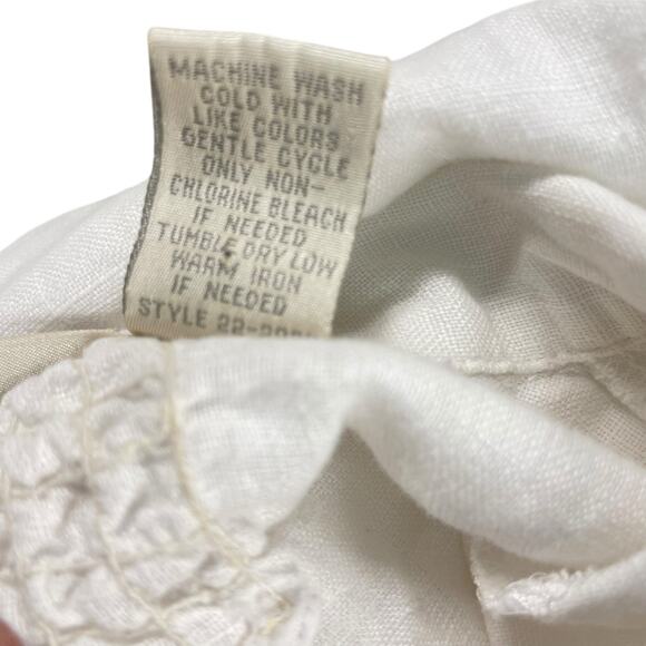 J. Jill White Linen Popover Collared Top Womens Size Medium Petite 3/4 Sleeve - Picture 14 of 15